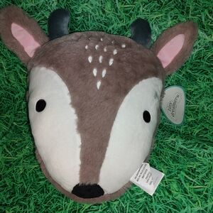 PILLOW Plush Tiny DREAMERS Brown Baby DEER Face Head Stuffed Animal Fawn NWT